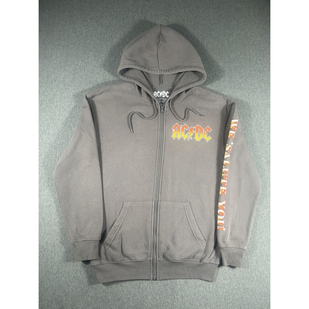 AC/DC We Salute You Zip-Up Hoodie Grey Size S